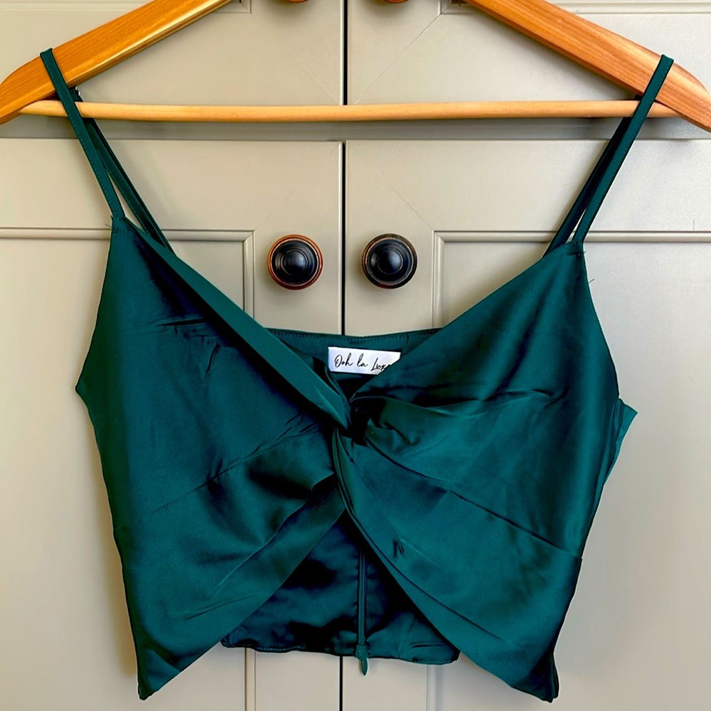 Ooh La Luce Cropped Satin Top with Spaghetti Straps
